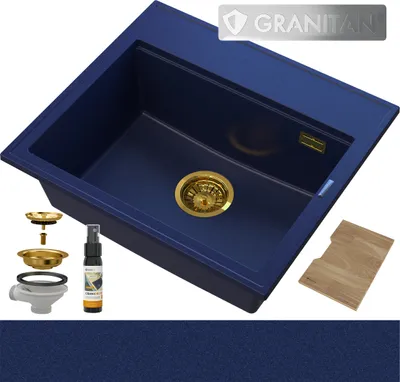Produktbild von Granitan | Granitspüle FOXAL - Blau mit goldenen Sprenkeln - Hochwertig und Ergonomisch