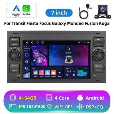Produktbild von Android Autoradio - Doppel-DIN - Display 22,9 cm - Prozessor Quad‑Core - Speicher 4 GB RAM 64 GB ROM - CarPlay & Android Auto - GPS & Rückfahrkamera - Orange
