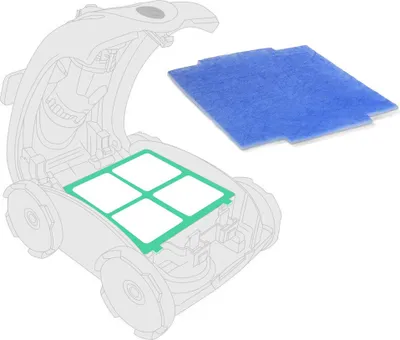 An illustration showing how to insert a filter into a pool cleaner.