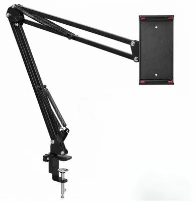 Imagen del producto de Soporte de escritorio ajustable para teléfono, modelo AP33, con brazo de 70 cm, color negro