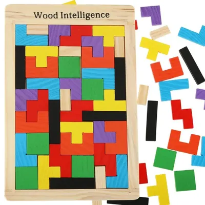 Obrázok produktu pre Tetris Puzzle Drevené bloky Montessori 3D puzzle hra