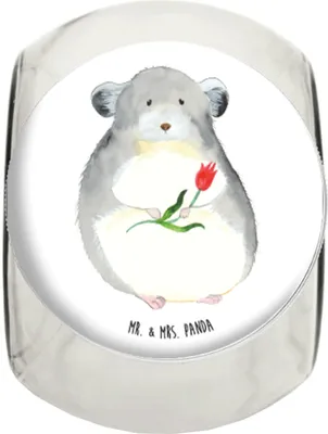 Produktbild von Mr. & Mrs. Panda Kaffeedose Chinchilla Blume L 870ml - Weiß - Geschenk, Tiermotive, Teedose, schraubglas, Liebeskummer, Büro, Chaos, Chinchillas, Vorratsglas, Vorratsdose