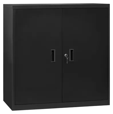 Obrázek produktu pro Skříň na složky - Uzamykatelná - Nastavitelná police - 90 x 92 x 40 cm - Černá - Kovová skříň se zámkem