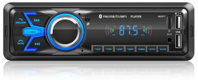 Imagen del producto de Radio para coche de 1 DIN con Bluetooth 5.0, pantalla, doble puerto USB, entrada AUX y control remoto
