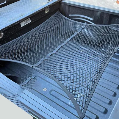 Image de Filet de chargement pour camion, extensible de 1,2 x 1,2 m jusqu'à 2,1 x 2,1 m, avec 6 mousquetons en acier