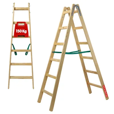 Produktbild von KADAX Leiter "Salo", Holzleiter, Bockleiter bis 150 kg, 181 cm, 6 Stufen