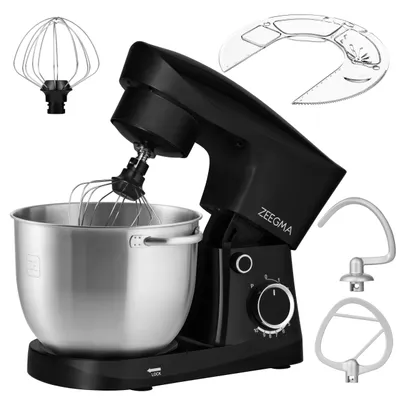 Produktbild von Zeegma Planeet Easy Küchenmaschine, Knetmaschine 1500 W, Multifunktionaler Roboter, Teigmaschine, Rührmaschine mit 5,2 L Edelstahl Schüssel Schwarz