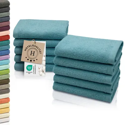 Produktbild von 10er Set Seiftücher, Baumwolle, 30x30 cm, 420g/qm, petrol blau