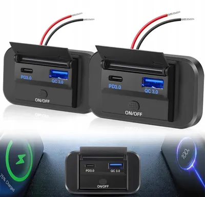 Produktbild von USB Einbau-Ladegerät 12/24V PD/QC 3.0 Doppelbuchse