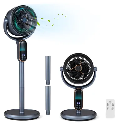 Obrázek produktu pro Stojanový ventilátor COSTWAY s dálkovým ovládáním, podlahový ventilátor s nastavitelnou výškou 54–96 cm, tichý stolní ventilátor s 8 rychlostními stupni, 12hodinovým časovačem a 90° oscilací