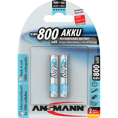 Zdjęcie produktu dla Ansmann 800 mAh - Micro / AAA / HR03, AAA, Niklowo-metalowo-wodorkowa (NiMH), 1,2 V, 800 mAh, 125 mm, 90 mm