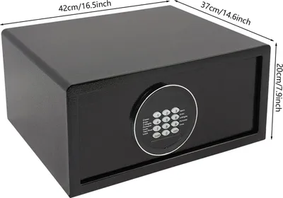 Produktbild von Tresor - Elektronischer Safe - 6-stelliger Code - Mit Schlüssel - 30 L Volumen - Verdeckte Scharniere - 41,5 x 46 x 26 cm - Schwarz