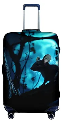 Produktbild von Gepäckabdeckung mit Chinchillas und Mondmotiv, elastisch, waschbar, dehnbar, kratzfest, Blau, Weiß