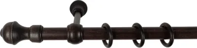 Produktbild von SN Deco - Stilgarnitur Gardinenstange Vorhangstange Ares, Holz, 28 mm, 1-Lauf, Komplettset mit Ringen, Farbe Wenge, 120 cm