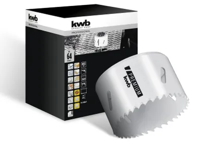 Zdjęcie produktu dla kwb 598064, Pojedyńczy, Wiertarka, Aluminium, Miedź, Płyta gipsowa, Plastik, Stal, Drewno, Biały, Bimetaliczny, Stal szybkotnąca (HHS), Stop kobaltu stali szybkotnącej (HSS-Co)