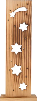 Produktbild von Näve Leuchten LED-Holz-Dekoleuchte "STERNE" LED-Holz-Dekoleuchte "STERNE" LED-Holz-Dekoleuchte "STERNE", Deko im Landhaus Stil, aus Holz in natur, 21,5 x 11 x 60 cm, mit Diode – für den Außenbereich – Batteriebetrieb – Timerfunktion – Druckschalter