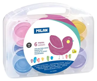 Produktbild von Milan Etui Mit 6 Fingerfarben Metallic 100ml Mehrfarbig  Kinder Mehrfarbig One Size