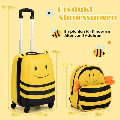 Image de Ensemble de 2 valises pour enfants : valise à roulettes et sac à dos, coque en ABS