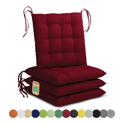 Zdjęcie produktu dla Poduszki siedziskowe Lavea® 40x40 cm - zestaw 4 sztuk, z paskami materiałowymi – do użytku na zewnątrz i wewnątrz – z możliwością prania i odporne na warunki atmosferyczne – idealne do krzeseł ogrodowych i balkonowych – kolor: bordo