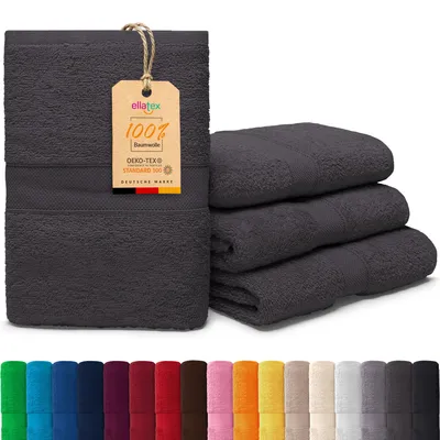 Produktbild von EllaTex PARIS 4er Set Saunatücher XXL 100x200 cm – 100% Baumwolle, 500 g/m² Frottier, Vorteilspack, in Farbe: Graphitgrau