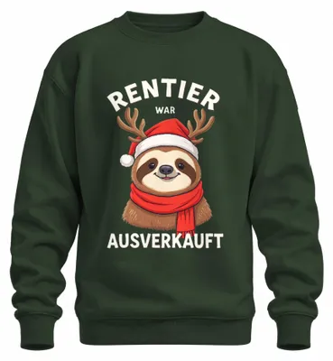 Productafbeelding van Rentier War Uitverkocht, Luiheid, Gewei, Kerst, Grappig, Sweatshirt, Trui, Flesgroen, XXL