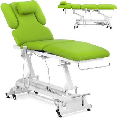 Obrázok produktu pre Masážny stôl – Liehovacia lavička – Terapeutická posteľ – Elektricky nastaviteľná – Nosnosť 250 kg – Svetlozelená – 3 motory