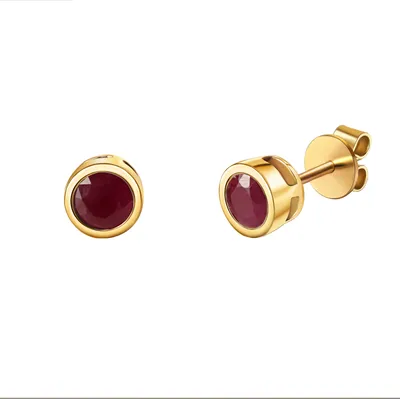 Produktbild von V Ohrstecker 585/- Gelbgold glanz Rubin