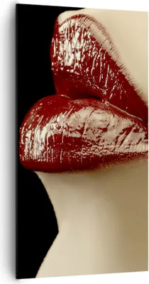 Produktbild von Bild auf Leinwand - Leinwandbild - Frau rote Lippen Lippenstift Gesicht - 65x120cm - Wand Bild - Wanddeko - Leinwanddruck - Bilder - Kunstdruck - Leinwand bilder - Wandkunst - PA65x120-0414