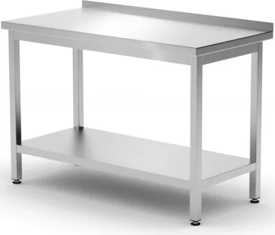 Zdjęcie produktu dla Stół blat roboczy przyścienny z rantem półką Budget Line STAL 1000 x 600 x 850 mm - Hendi 817278