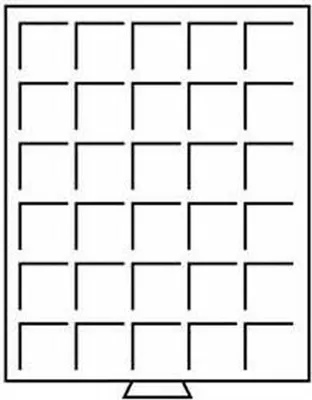 Produktbild von Münzbox 30 eckige Fächer, 38 x 38 mm, rauchfarben mit schwarzer Einlage