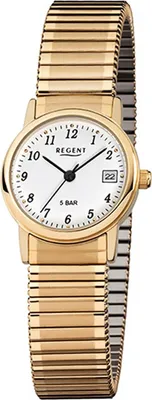 Produktbild von Regent Stahl Damen-Herren Uhr F-890 Quarzuhr Armband gold D2URF890