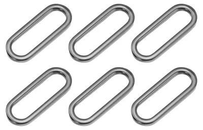 6 ovale Metallringe 38 mm, flache Gürtelschnalle, schwarz metallic