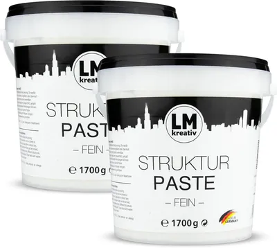 Produktbild von LM Strukturpaste fein 2 x 1,7 kg | Texture Paste | Modellierpaste für Acrylmalerei | Strukturmasse Leinwand | Spachtelmasse für kreative Techniken