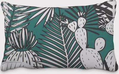 Produktbild von SCHÖNER LEBEN. Kissenhülle Kaktus Palmen Blätter grün weiß schwarz Größe 60x80cm (HxB) 60x80cm (HxB) Größe