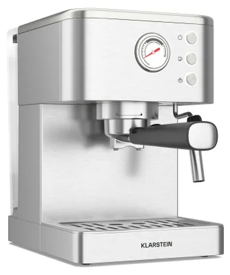 Produktbild von Klarstein SteelPresso Siebträgermaschine – 20-Bar, 1350 W, Edelstahl, Dampf-Funktion, 1,5-L-Wassertank, Kompaktes Design, Mechanische Steuerung, Warmhalteplatte