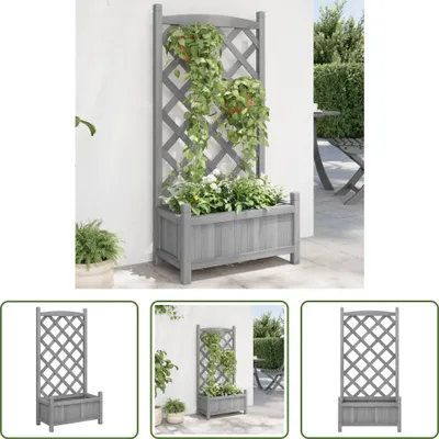 Produktbild von The Living Store Pflanzkübel mit Spalier Grau Massivholz Tanne