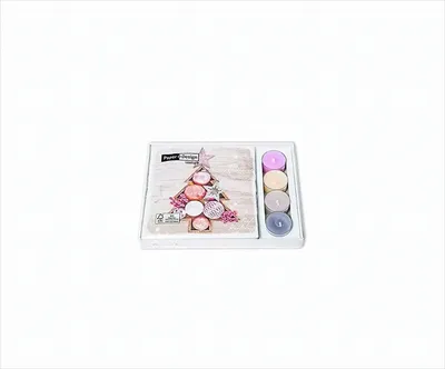 Produktbild von Kombibox Weihnachten Framed baubles Motiv-Servietten mit Teelichtern