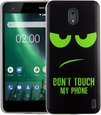 Produktbild von Handy Hülle für Nokia 2 Dont Touch My Phone Grün Smartphone Cover Bumper Schale Etuis