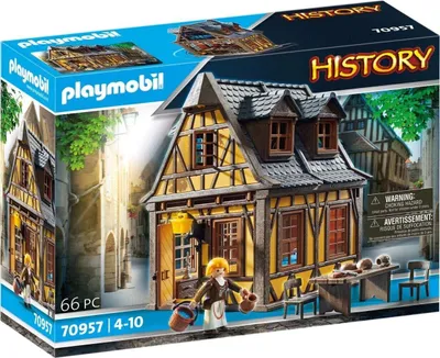 Produktbild von History 70957 Mittelalterliches Wohnhaus 66 Teile ab 4 Jahren mit Spielfigur und Einrichtung Stühle Tisch Kommode Bett und vieles mehr Bauspielzeug