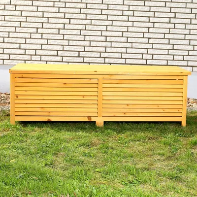 Produktbild von Dřevěná truhla na polštáře Mucola truhla na polštáře 140 cm zahradní box zahradní truhla truhla na polštáře úložný box - hnědý