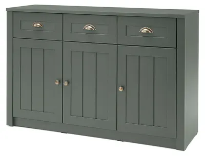 Image de Ascot : Buffet, commode, meuble de rangement, 130x43x86 cm, vert, style rustique