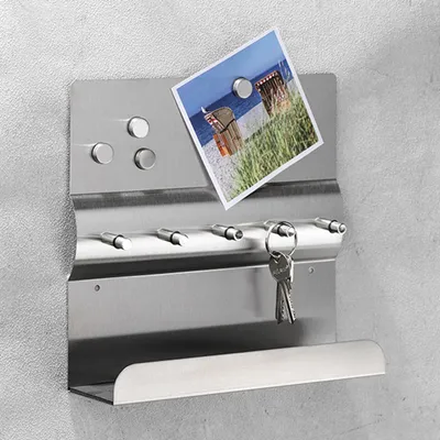 Produktbild von Elegante Edelstahl-Schlüsselleiste mit Magnettafel
