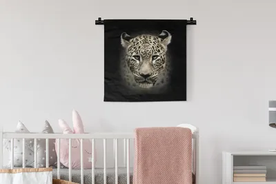 Produktbild von MuchoWow® Wandteppich Wandbehang Leopard - Schwarz - Tiere 60x60 cm Tapisserie Dekoration Wandtuch - Dekorationen - Wand Decke