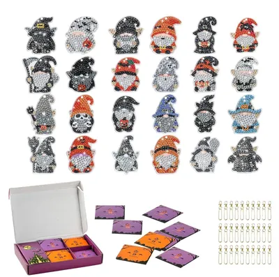 Produktbild von Halloween Adventskalender 24 Tage Gnomen-Schlüsselanhänger Gnome Anhänger Ornament Countdown