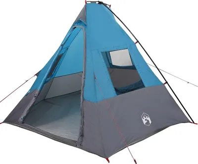 Zdjęcie produktu dla Namiot tipi vidaXL z dachem i schowkiem, niebieski, 383 x 338 x 217 cm, tkanina taftowa