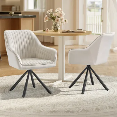 Produktbild von SONGMICS Esszimmerstuhl 2er Set, Küchenstuhl, Sessel drehbar, Samt, Polsterstuhl mit Armlehnen, bis 120 kg belastbar, Stahlbeine, für Esszimmer Küche