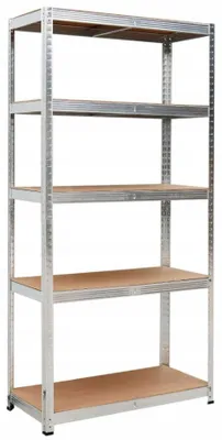 Produktbild von Verzinktes Schwerlastregal Metall 210x90x40 cm, 5 Böden MDF, 875 kg, Stecksystem