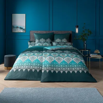 Produktbild von Estella Mako Interlock Jersey Bettwäsche Sophia petrol 135x200 cm + 80x80 cm