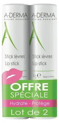 Zdjęcie produktu dla Zestaw Duo, A-Derma, A-Derma, Hydratant, Balsam do ust, 2 sztuki, 4 ml