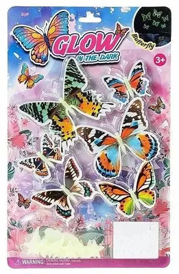 Imagen del producto de Pegatinas fluorescentes para pared, diseño de mariposas, 34,5 x 21,5 x 1,5 cm